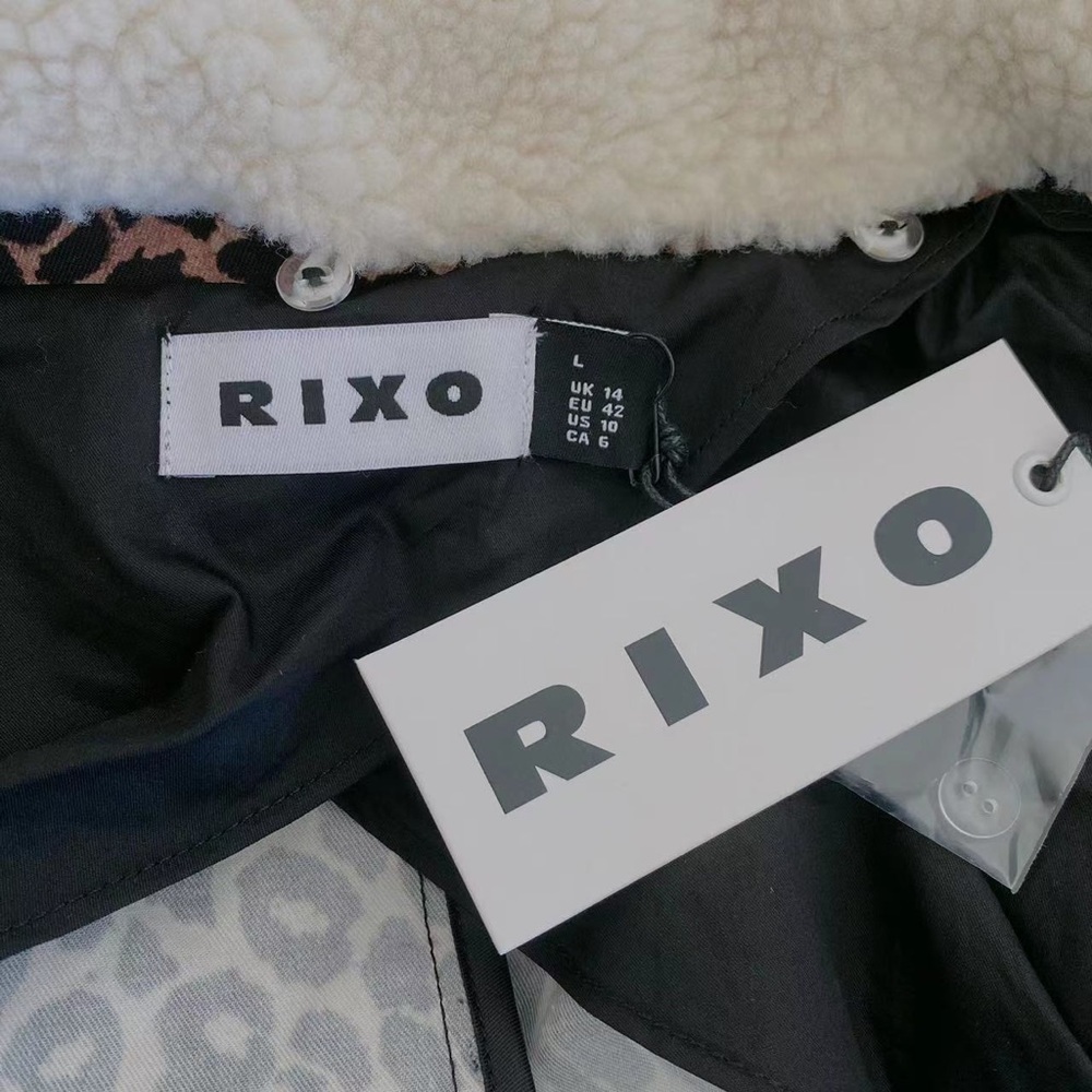 RIXO CYNTHIA LEOPARD Long Line Jacket Size L - Picture 5 of 6